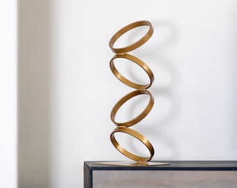 Gold Bronze Mid Century Modern Metal Sculpture Art Abstract Simple Contemporary Decor Modernist by Petrykowski Artworks