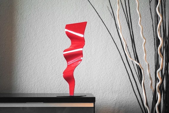 Metal Abstract Art Sculpture Modern Retro Simple Table Decor Contemporary Mid Century