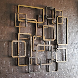 Retro Modern Metal Sculpture Art Abstract Mid Century Contemporary Wall Decor Modernist 50s 60s by Petrykowski Artworks