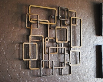 Retro Modern Metal Sculpture Art Abstract Mid Century Contemporary Wall Decor Modernist 50s 60s by Petrykowski Artworks