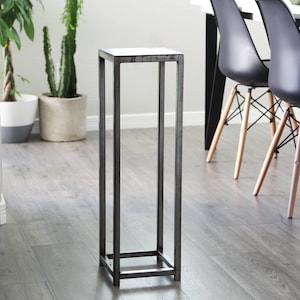 Modern Industrial Metal Plant Stand Accent Pedestal Sokol Table Mid Century by Petrykowski