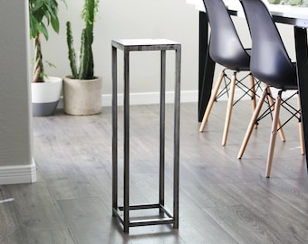 Modern Industrial Metal Plant Stand Accent Pedestal Sokol Table Mid Century by Petrykowski