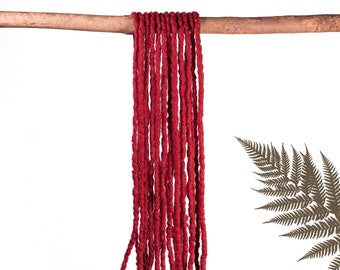 Wool Dreads Red - 5 or 10 pieces - Double Ended