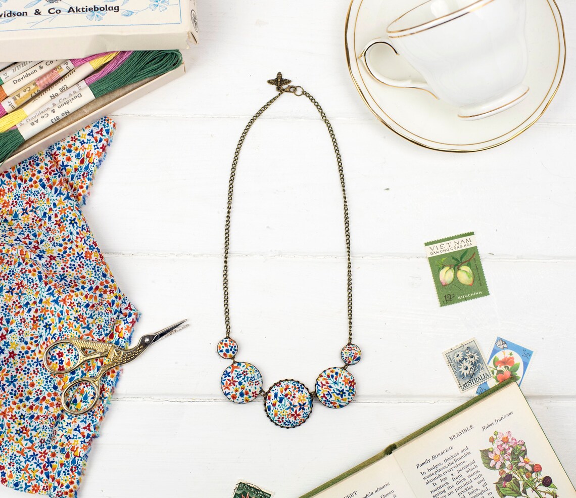 Liberty Fabric Necklace in Multi Coloured ''eve' Etsy