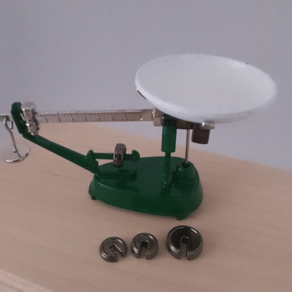 1/12th scale vintage green weighing scales