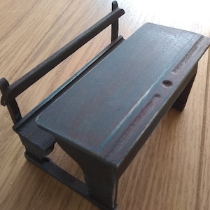 1/12th scale aged and distressed old school desk - vintage brown