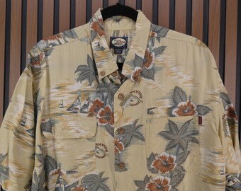 Vintage groot Tommy Bahama Hawaiian Camp-shirt voor heren, 100% rayon