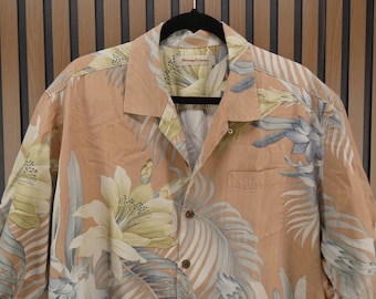 Vintage XL Tommy Bahama Men's Hawaiian Camp Shirt, 100% Silk
