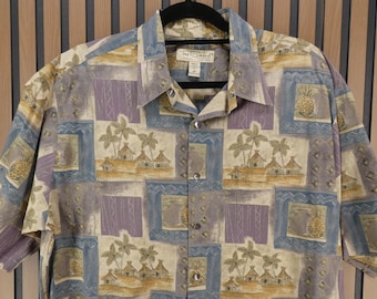 Vintage LARGE, Men's Tori Richard Hawaiian Shirt, 100% Cotton Lawn