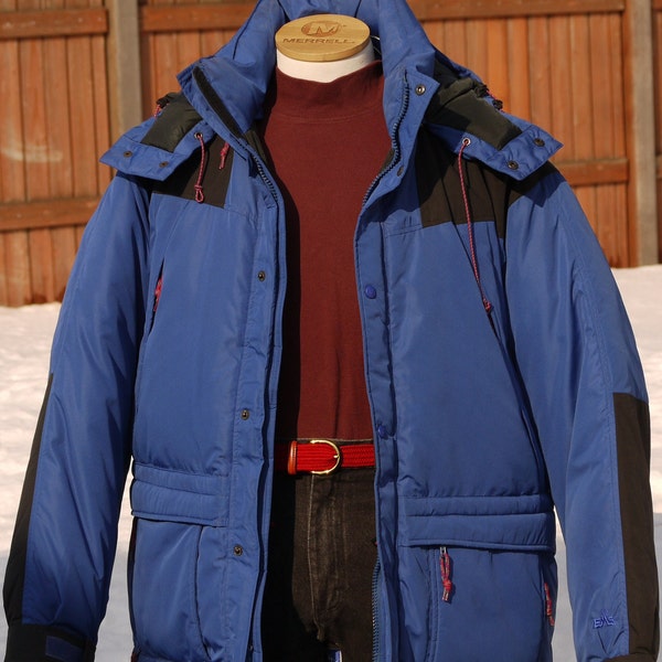 Eastern Mountain Sports 100% Goose Down Parka, Very Good Condition with Down Filled Hood. Large