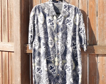 Vintage Large Tommy Bahama męska hawajska koszula kempingowa, jedwab