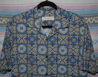 Vintage Small Tommy Bahama Mens Hawaiian Camp Shirt, 100% Silk