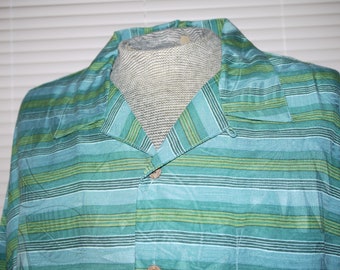 Vintage X/L Tommy Bahama Mens Hawaiian Camp Shirt, 100% Silk