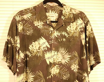 Vintage Small Tommy Bahama Mens Hawaiian Camp Shirt, Silk