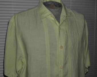 Vintage Medium Tommy Bahama Mens Hawaiian Camp Shirt, Linen