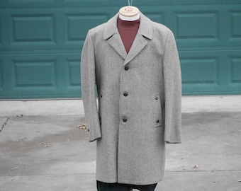 Casualcraft Gray Tweed Topcoat, Wool, size 46L, Excellent Shape!!