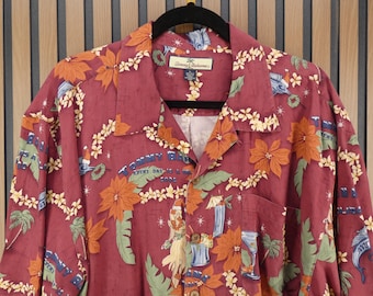 Vintage XL Hawaiian Camp-shirt heren Tommy Bahama, 100% zijde