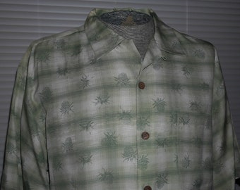 Vintage Medium Tommy Bahama Mens Hawaiian Camp Shirt, Silk