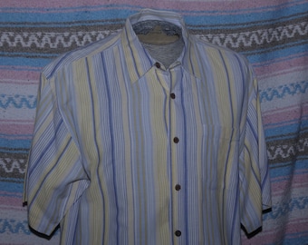 Vintage Medium Tommy Bahama Mens Hawaiian Camp Shirt, Linen