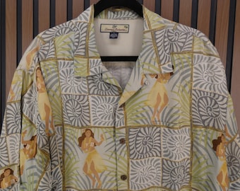 Vintage groot Tommy Bahama Hawaiian Camp-shirt voor heren, 100% zijde