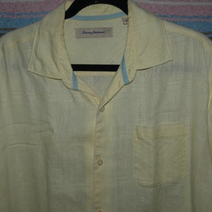 Vintage Large Tommy Bahama Mens Hawaiian Camp Shirt, 100% Linen