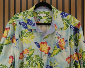 Vintage XL TALL Tommy Bahama Men's Hawaiian Camp Shirt, 100% Silk