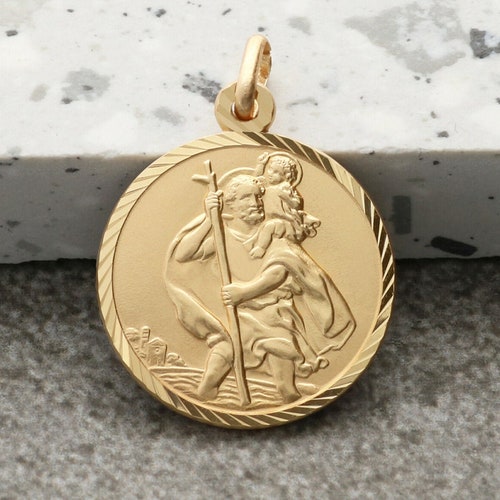 9ct Gold St Christopher Pendant 18mm 