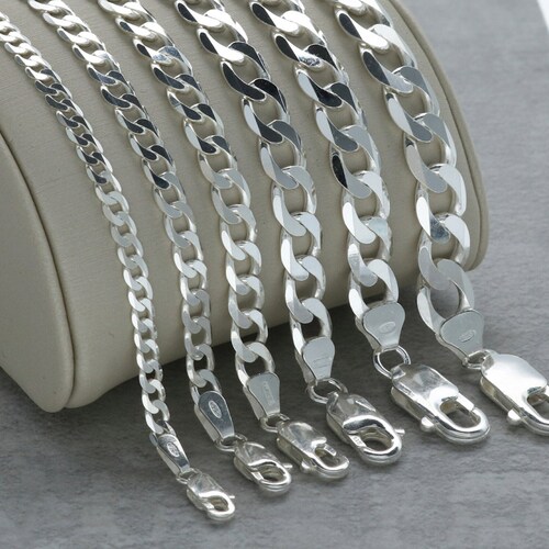 Sterling Silver Curb Chain Necklace 