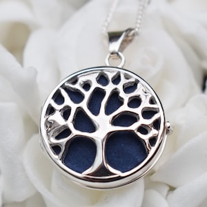 Silver Personalised Photo Locket Tree of Life Pendant - Two Picture Locket with Engraving for Her