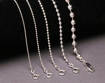 Sterling Silver Bead Ball Chain Necklace - Bead widths 1.2mm 1.6mm 2mm 3mm 5mm - Lengths 16" 18 20 22 24 26 28 30" Inch - 2mm Up to 40" inch