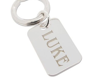 Personalised Silver Keyring with Name - Name Keychain - Key Ring Christmas Gift Idea for Him or Her with Back Engraving Option