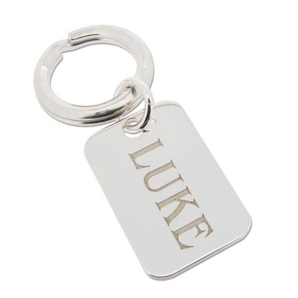 Personalised Silver Keyring with Name - Name Keychain - Key Ring Christmas Gift Idea for Him or Her with Back Engraving Option