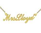 Personalized 9ct Gold Plated on Sterling Silver 39 Carrie 39 Style Mrs Miss Ms ANY Name Necklace Pendant Chain- New Wife Brides Hen Night Gift