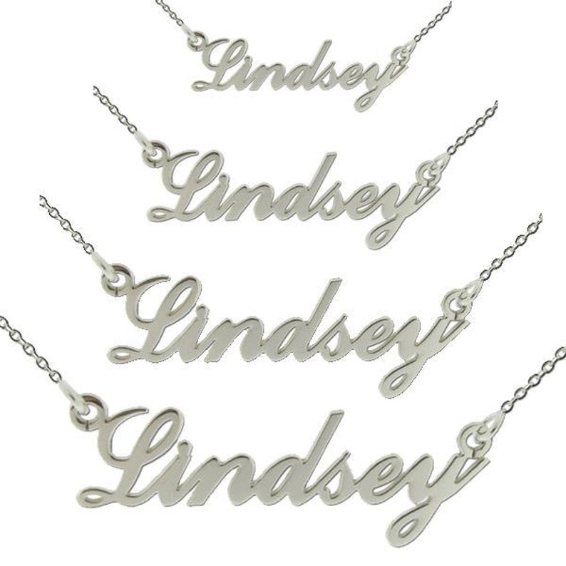 WHITE Gold Name Necklace Pendant ANY NAME Personalised in Etsy UK