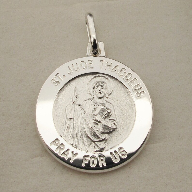 Silver St Jude Thaddeus Medal Pendant Or Necklace Patron Image 0