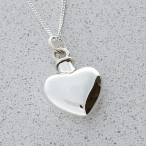Ashes Pendant Silver Heart Memorial Urn to hold Cremation Ashes - Personalised Custom Engraved Ashes Necklace