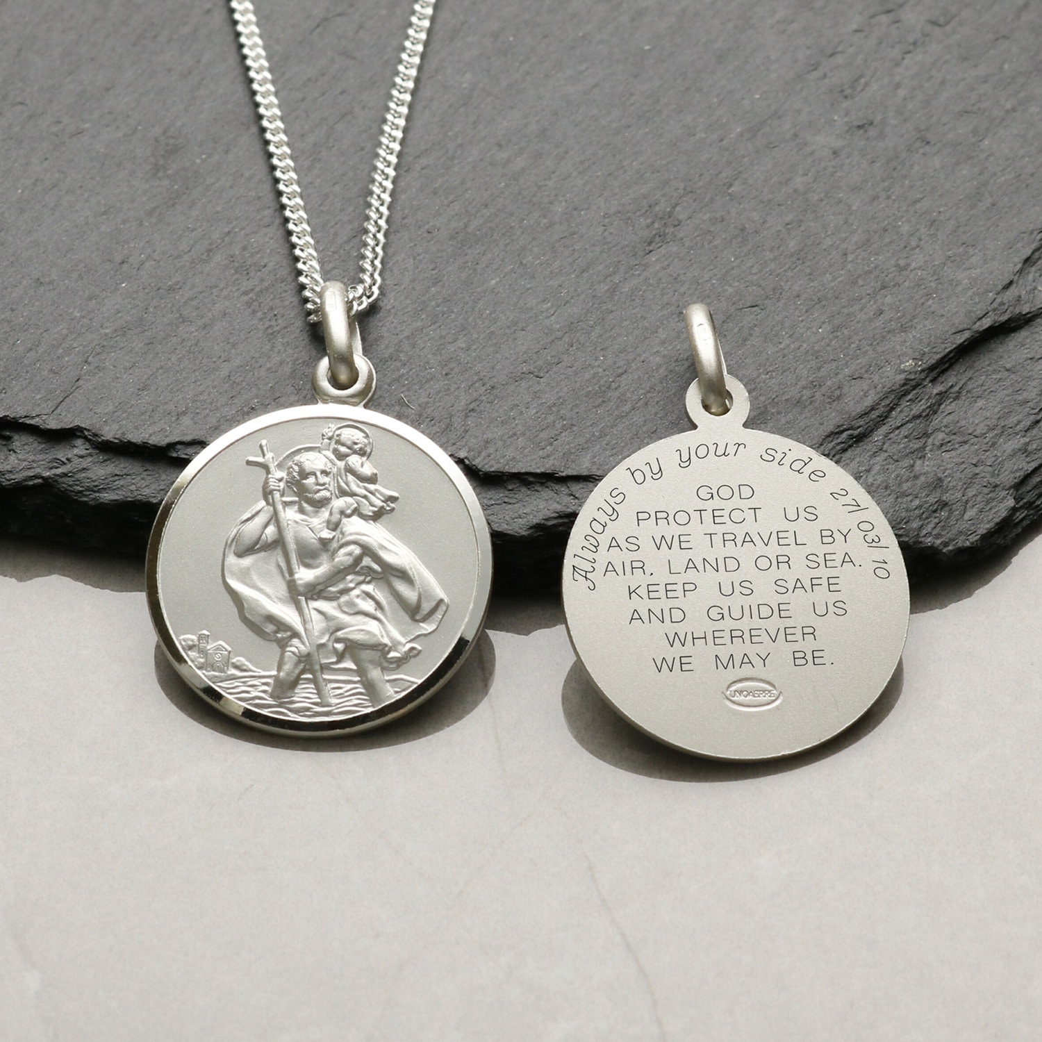 St Christopher Pendant Necklace, Personalised Engraved Necklace, Stain –  HKS Jewellery