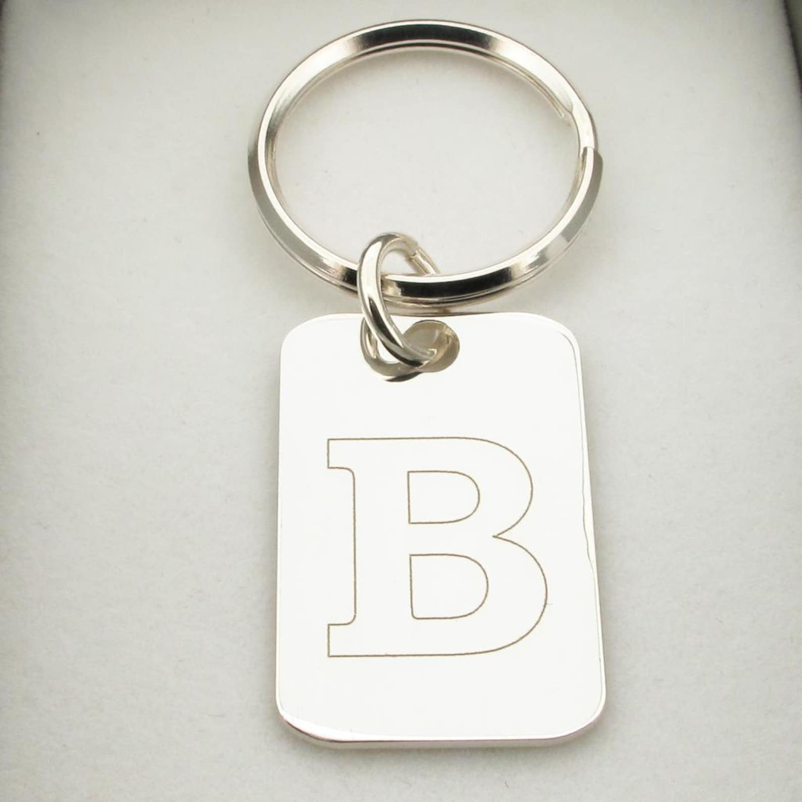 Solid Silver Initial Keyring Keychain Personalised Etsy