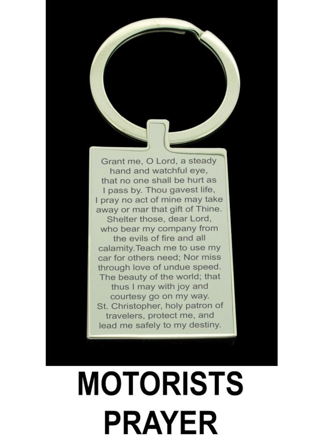 Motorist's Prayer to St Christopher Keyring, New Driver Key Chain Fob