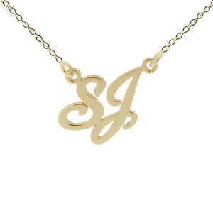 9ct Gold Script Initials Necklace - Personalised Carrie Style Font Pendant with Any Two Personalised Initial letters