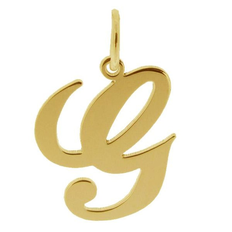 May include: A gold-colored cursive letter G pendant charm.