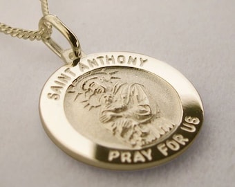 St Anthony of Padua Medal Pendant Gold Plated - The Miracle Worker & Patron Saint of Lost Missing Things Items - Personalised Saint Medal