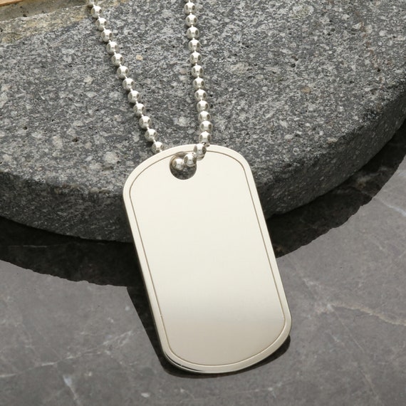 Dog Tag Pendant Engraveable Sterling Silver, Pendant Only Dog Tag Pendant Engraveable Sterling Silver, Pendant Only