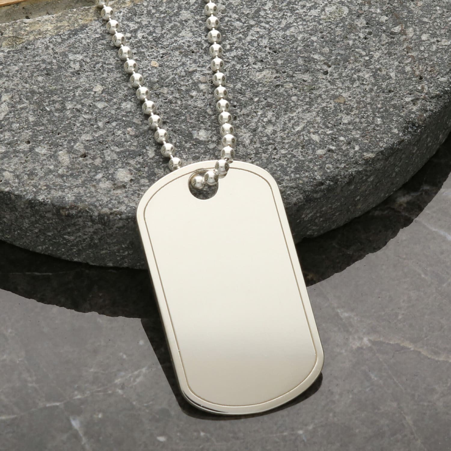 Pave Set 14 Carat Black Diamond Dog Tag Pendant for Men in Sterling Silver  001260