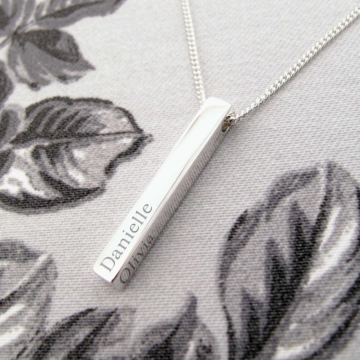 Solid Silver Personalised Name Bar 
