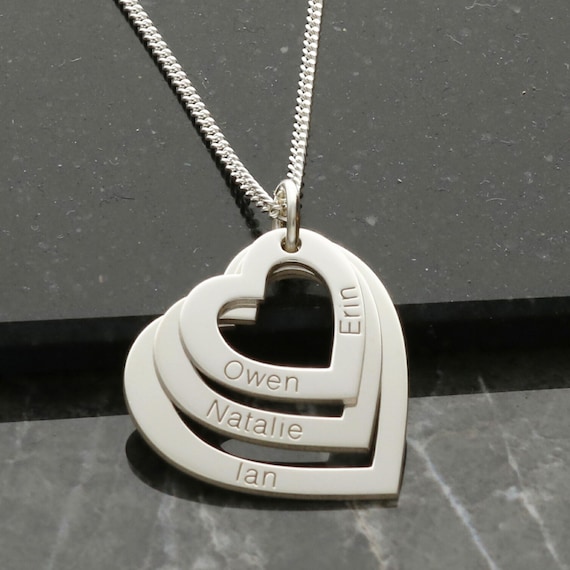 Personalised 3 heart necklace discount