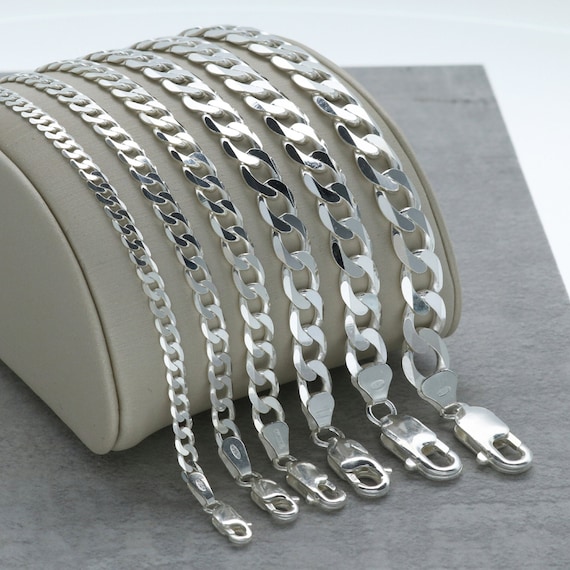 Stainless Steel Curb Chain Necklace 2mm to 6mm Links 16" to 19" Length 