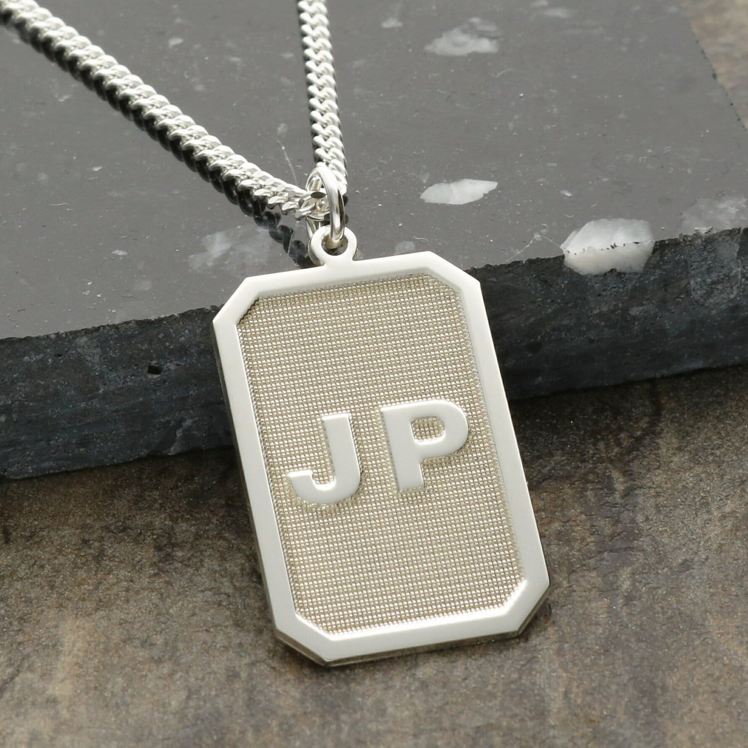 initials Pendant in Sterling Silver, Optional Engraved Back & Necklace Chain, Mens Birthday
