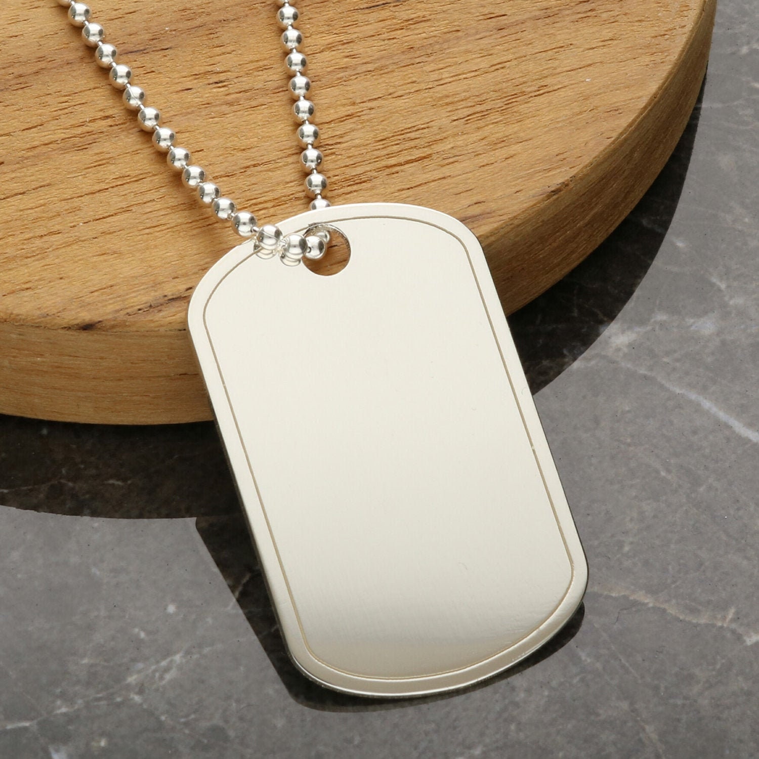 Us Army 24 Sterling Silver Dog Tag Medal with Stainless Steel Chain