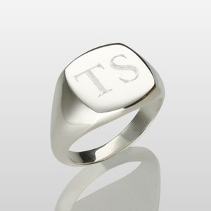 Solid Silver Mens Gents Initial Signet Ring Choice of Fonts up to 3 letters Optional Inside Engraving Personalised Initials Ring image 3